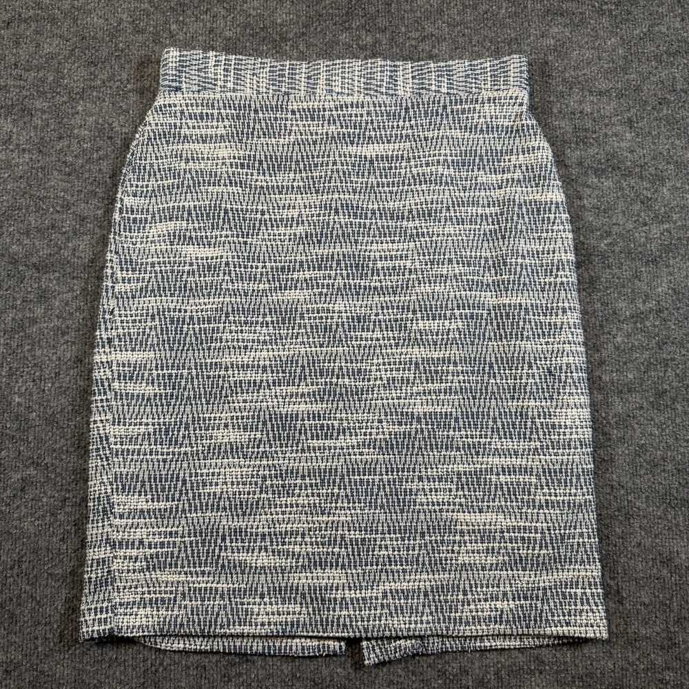 Banana Republic Women's Size 6 Tweed Blue White Knee Length Pencil Skirt